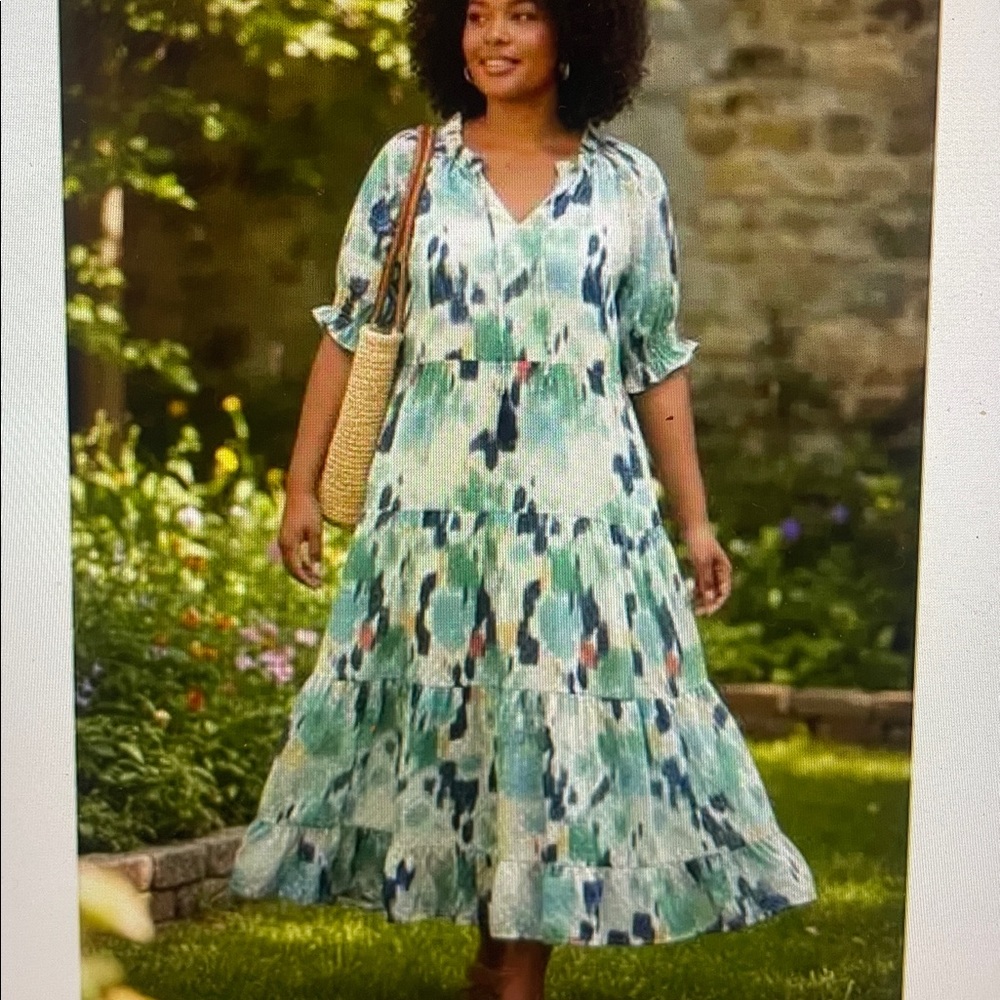 Jade by Melody Tam Swiss dot tiered maxi dress sz M